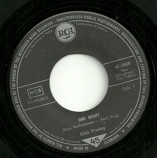 Elvis Presley : One Night (7")