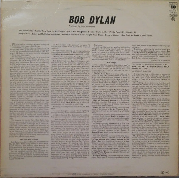 Bob Dylan : Bob Dylan (LP, Album, RE)