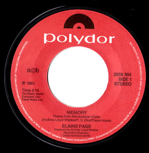 Elaine Paige : Memory (7", Single)
