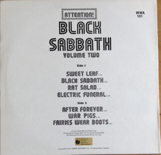 Black Sabbath : Attention! Black Sabbath Volume Two (LP, Comp, RE)