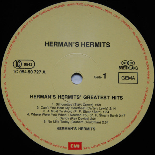 Herman's Hermits : Greatest Hits (LP, Comp)