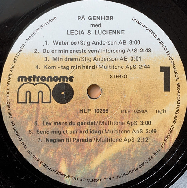 Lecia & Lucienne : På Genhør Med Lecia & Lucienne (LP, Comp)