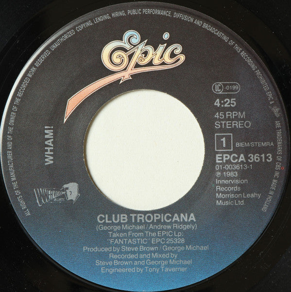 Wham! : Club Tropicana (7", Single)