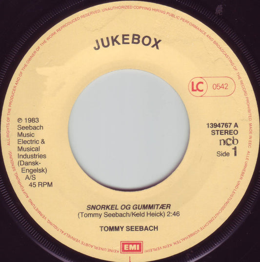 Tommy Seebach : Snorkel Og Gummitæer / Andeby (7", Single, Jukebox)