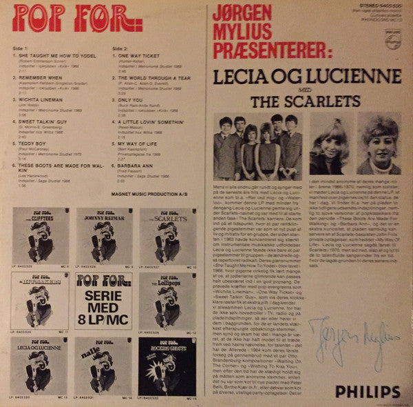 Lecia & Lucienne Med The Scarlets : Pop Før (LP, Comp)