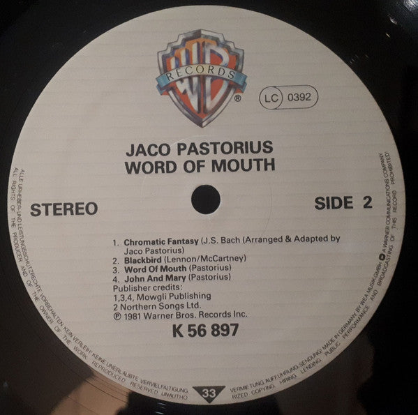Jaco Pastorius : Word Of Mouth (LP, Album)