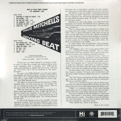 Willie Mitchell : Willie Mitchell's Driving Beat (LP, Mono, RE, Blu)