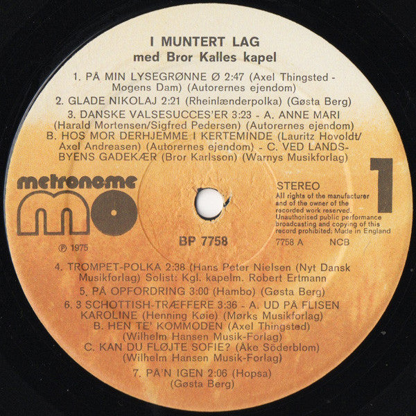 Bror Kalles Kapel : I Muntert Lag (LP, Album)