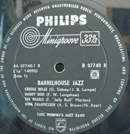 Turk Murphy And His Jazz Band* : Barrelhouse Jazz (10")