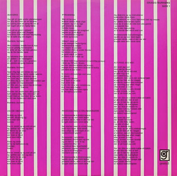 Gnags : Burhøns! (LP, Album, Pur)