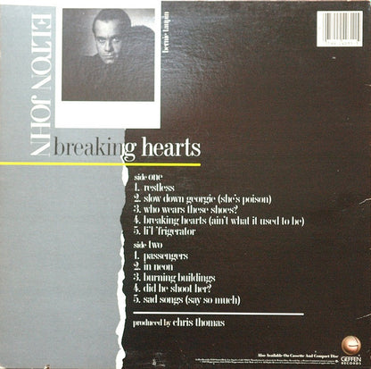 Elton John : Breaking Hearts (LP, Album, All)