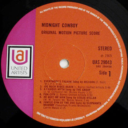 Various : Midnight Cowboy (Original Motion Picture Score) (LP, Album)