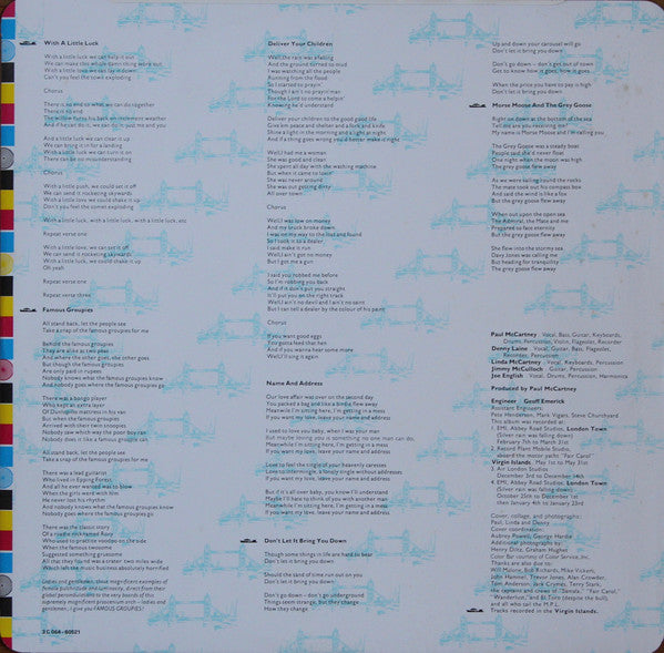 Wings (2) : London Town (LP, Album)