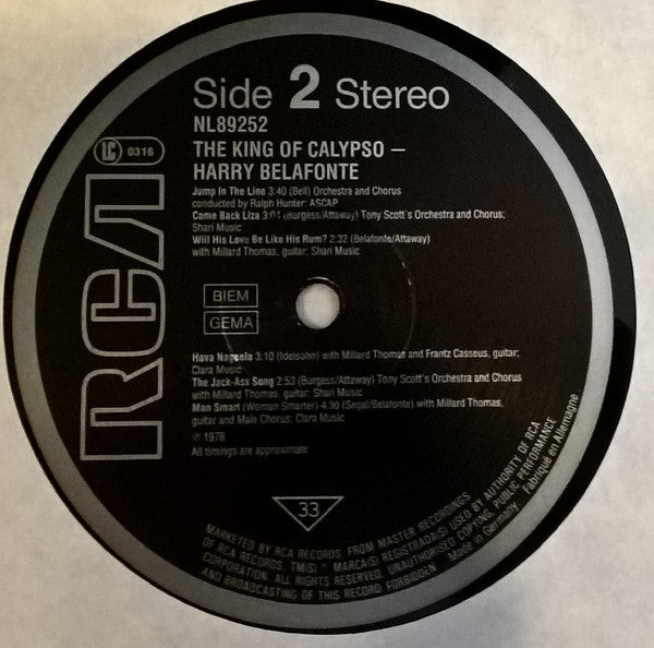 Harry Belafonte : The King Of Calypso (LP, Comp, RE)