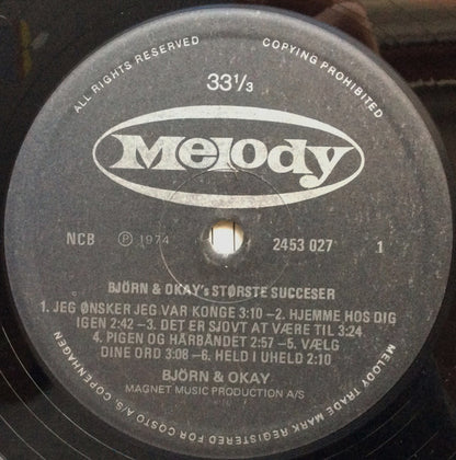 Bjørn & Okay : Bjørn & Okay's Største Succes'er (LP, Comp)
