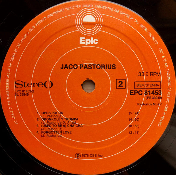 Jaco Pastorius : Jaco Pastorius (LP, Album)