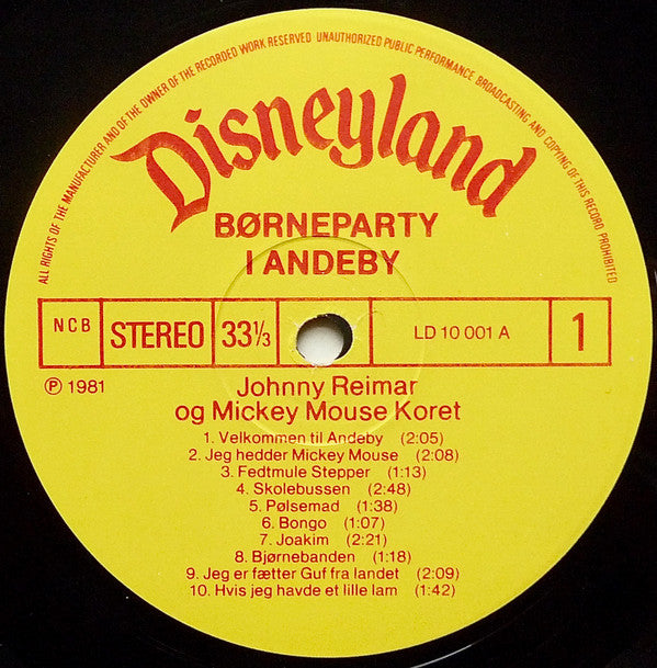 Johnny Reimar & Mickey Mouse Koret : Børneparty I Andeby (LP, Album)