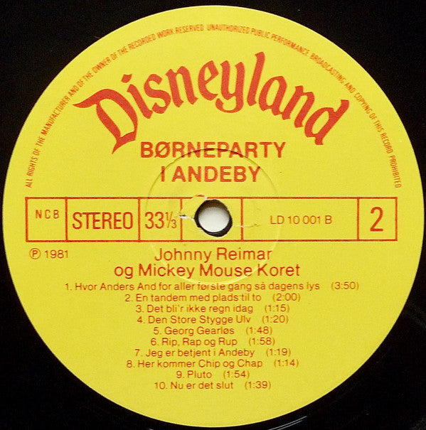 Johnny Reimar & Mickey Mouse Koret : Børneparty I Andeby (LP, Album)