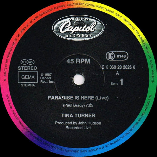 Tina Turner : Paradise Is Here (12", Maxi)