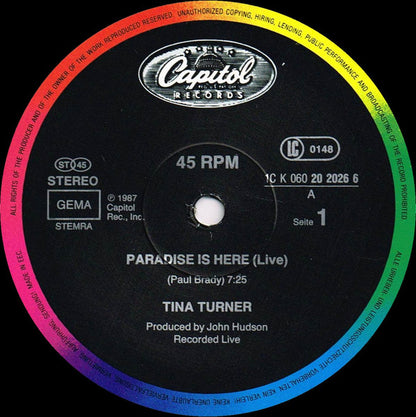 Tina Turner : Paradise Is Here (12", Maxi)