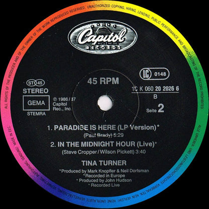 Tina Turner : Paradise Is Here (12", Maxi)