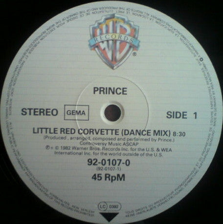 Prince : Little Red Corvette (Dance Mix) (12", Ltd)