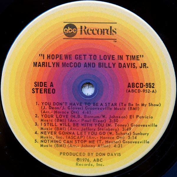Marilyn McCoo & Billy Davis, Jr.* : I Hope We Get To Love In Time (LP, Album, Pit)