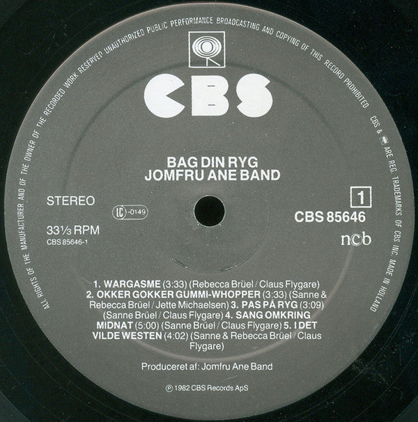 Jomfru Ane Band : Bag Din Ryg (LP, Album)