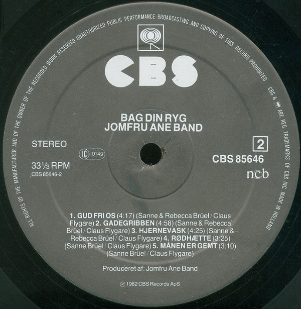 Jomfru Ane Band : Bag Din Ryg (LP, Album)