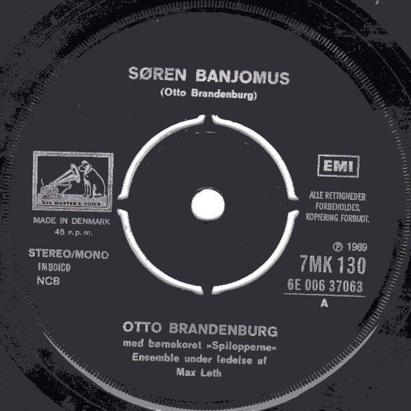 Otto Brandenburg Med Spilopperne : Søren Banjomus (7", Mono, RE)