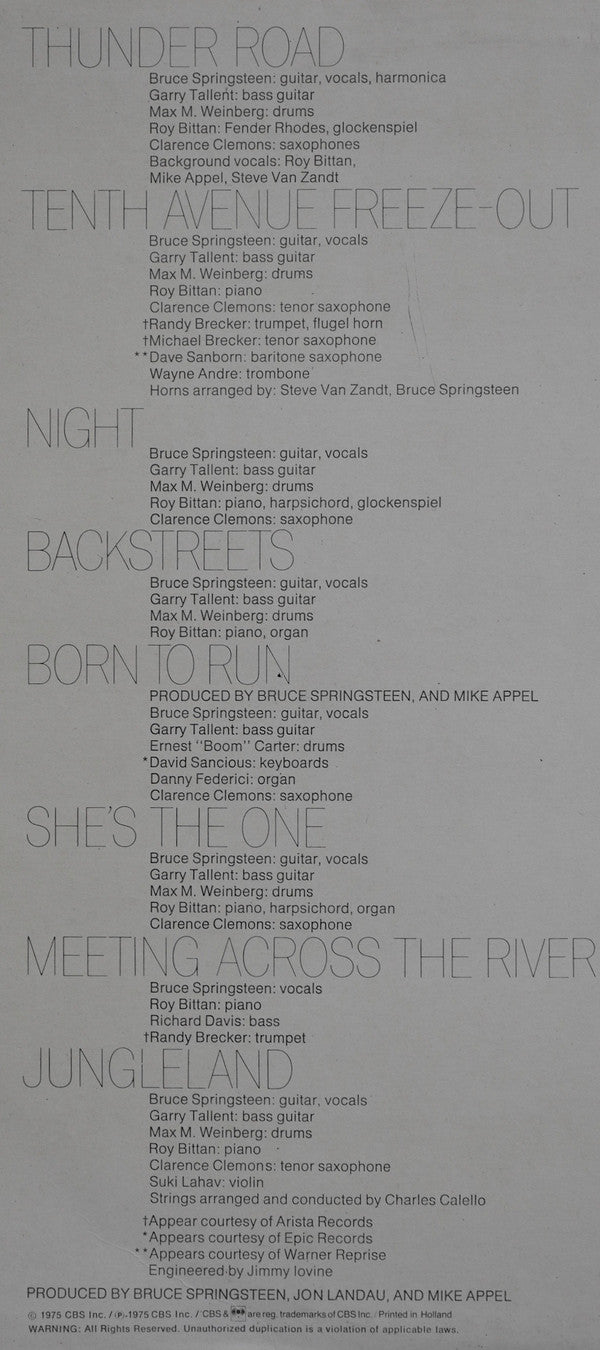 Bruce Springsteen : Born To Run (LP, Album, RE, Gat)
