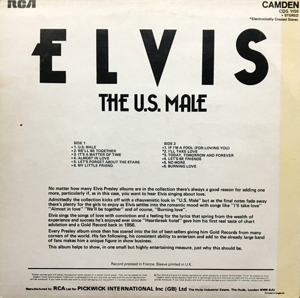 Elvis Presley : The U.S. Male (LP, Comp, RP)