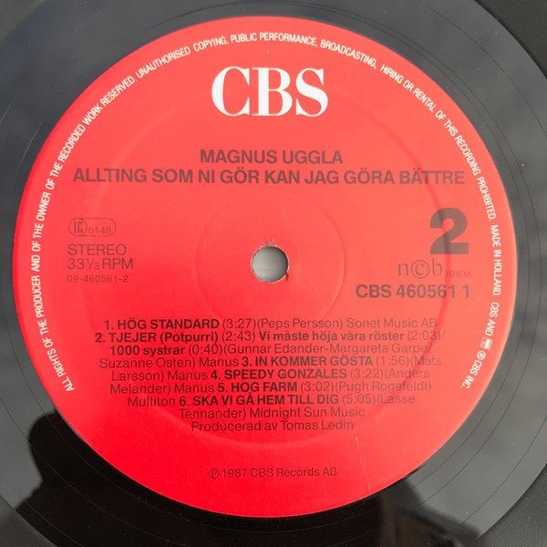 Magnus Uggla : Allting Som Ni Gör Kan Jag Göra Bättre (LP, Album, RE)