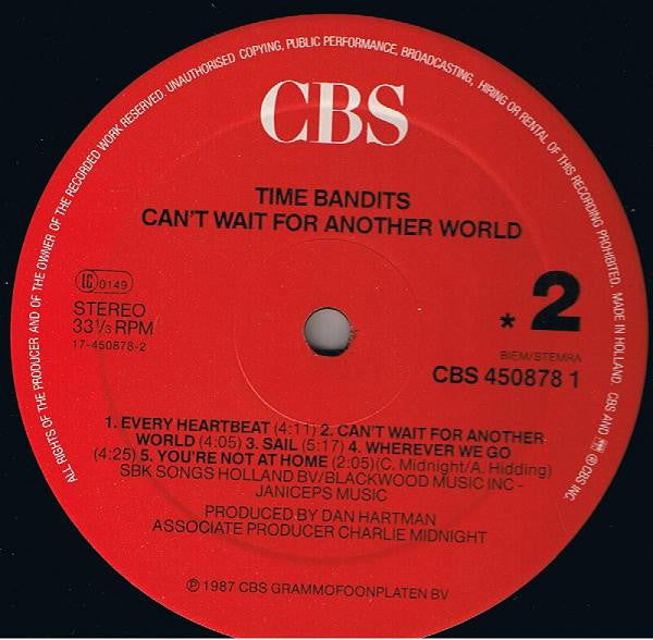 Time Bandits : Can't Wait For Another World (LP, Album)