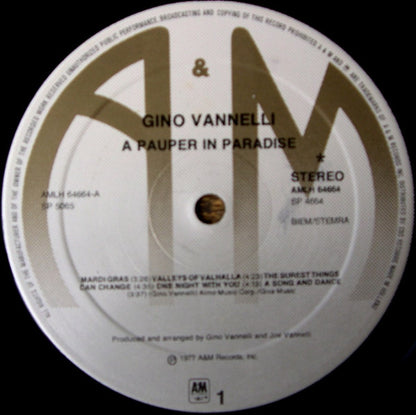 Gino Vannelli : A Pauper In Paradise (LP, Album, Tex)