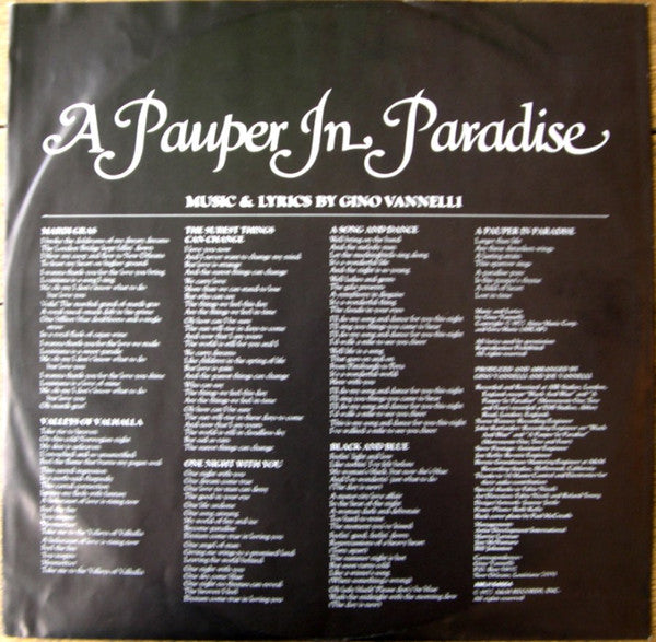 Gino Vannelli : A Pauper In Paradise (LP, Album, Tex)