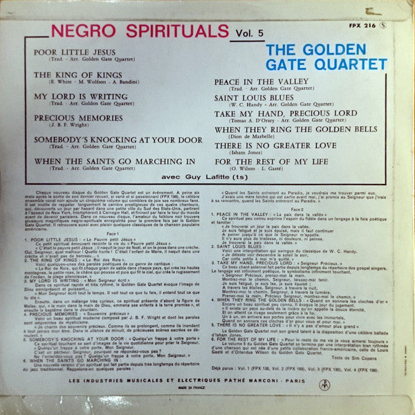 The Golden Gate Quartet : Negro Spirituals - Vol. 5 (LP, Album, Mono)