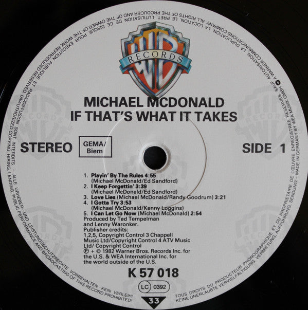 Michael McDonald : If That's What It Takes (LP, Album)