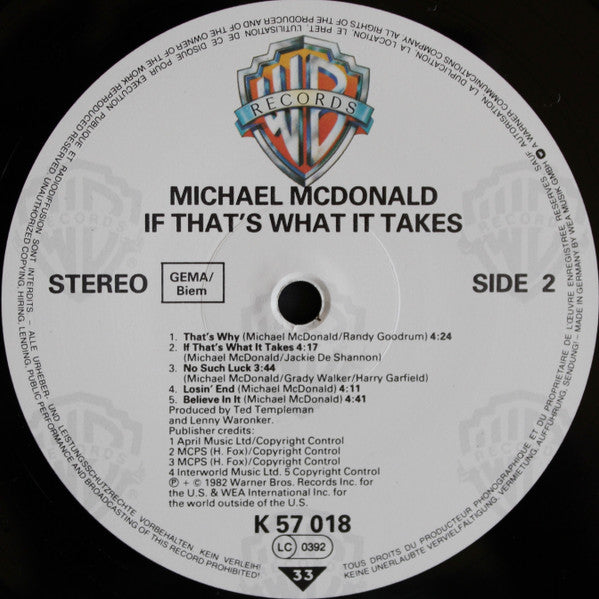 Michael McDonald : If That's What It Takes (LP, Album)