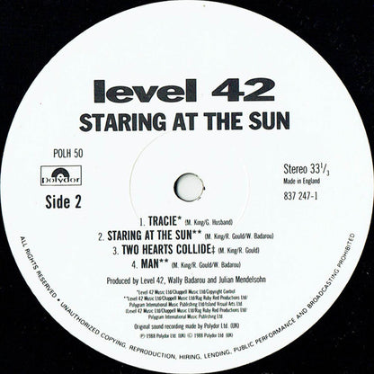 Level 42 : Staring At The Sun (LP, Album, Sle)