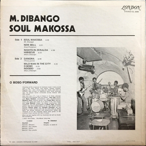 Manu Dibango : O Boso (Soul Makossa) (LP, RE)