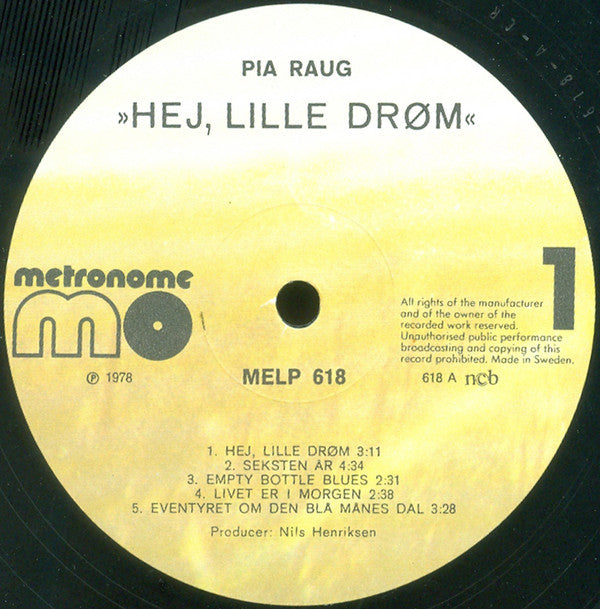Pia Raug : Hej Lille Drøm (LP, Album)