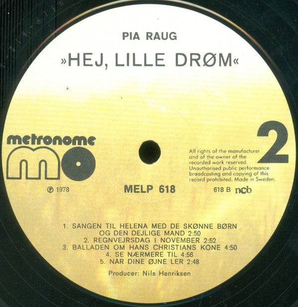 Pia Raug : Hej Lille Drøm (LP, Album)