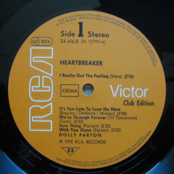 Dolly Parton : Heartbreaker (LP, Album, Club)
