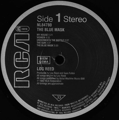 Lou Reed : The Blue Mask (LP, Album, RE)
