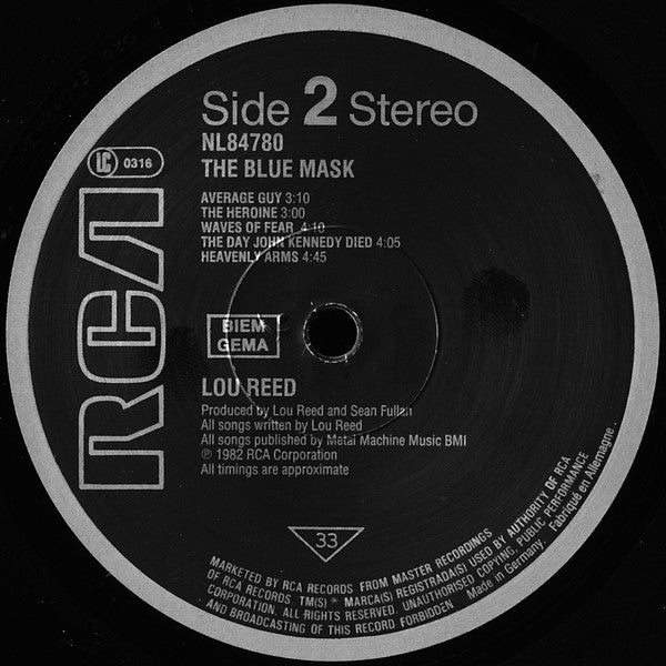 Lou Reed : The Blue Mask (LP, Album, RE)
