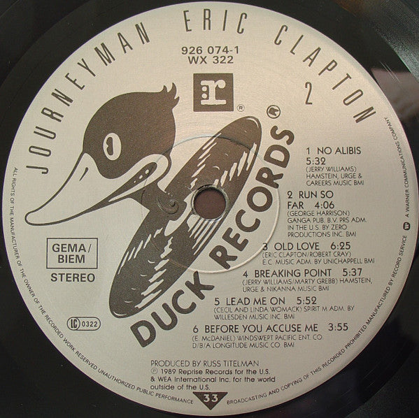 Eric Clapton : Journeyman (LP, Album, Gat)