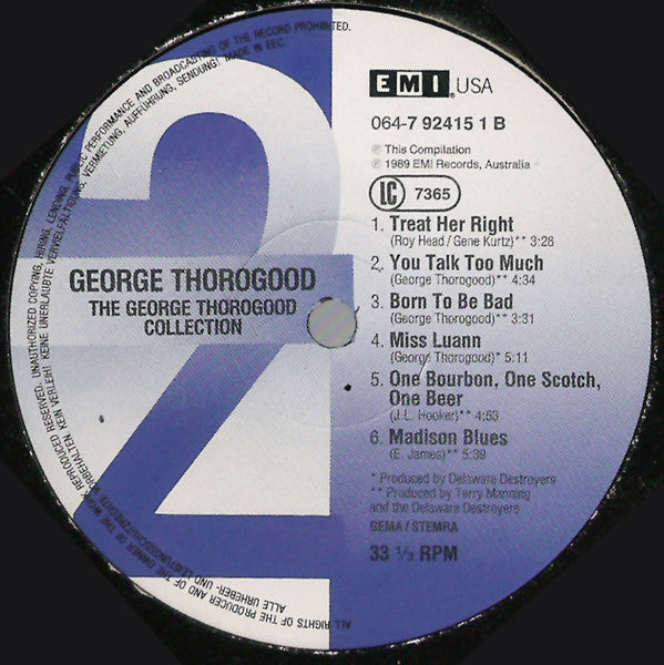 George Thorogood & The Destroyers : The George Thorogood Collection (LP, Comp)