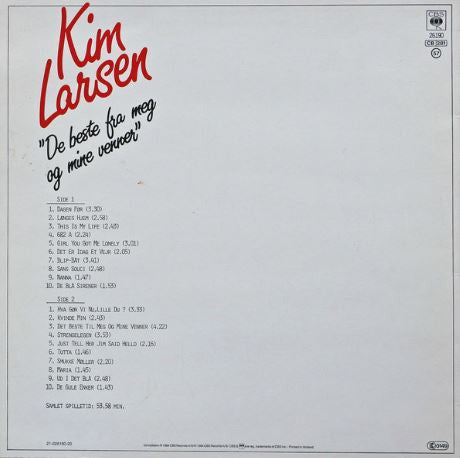 Kim Larsen : De Beste Fra Meg Og Mine Venner (LP, Comp, RP)