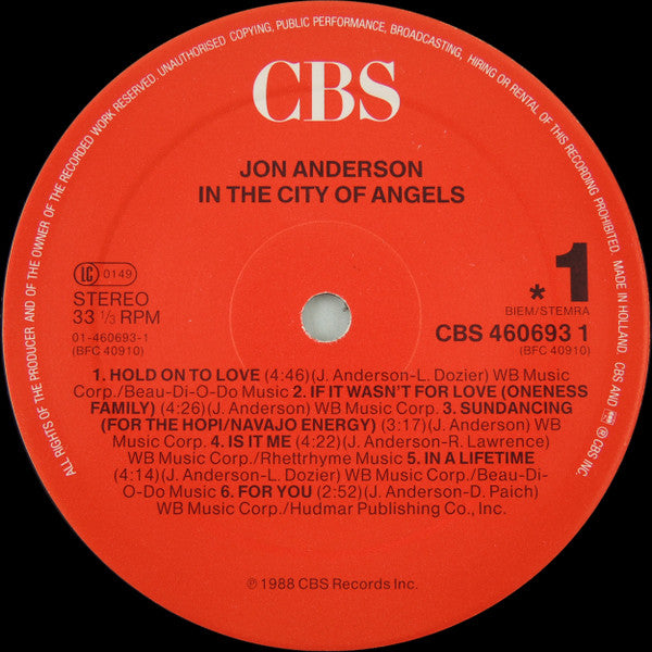 Jon Anderson : In The City Of Angels (LP, Album)